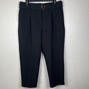 Ann Taylor Black‎ Belted Pleated Ankle Pants Size 10P